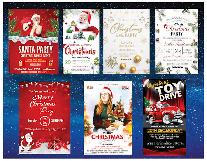 Gig Preview - Christmas card, invitation cards, new year cards and party flyers or posters etc