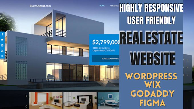 Gig Preview - Real estate agent website, wordpress, wix, idx, web design, godaddy website