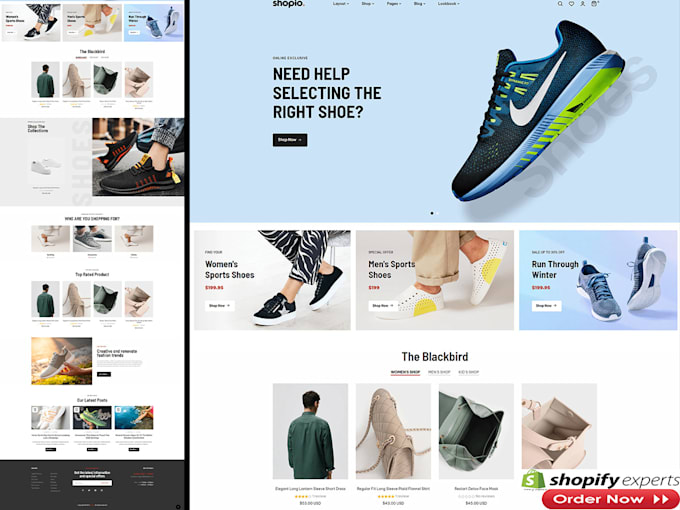 Gig Preview - Design shoe website, fashion dropshipping website, shopify sneakers store