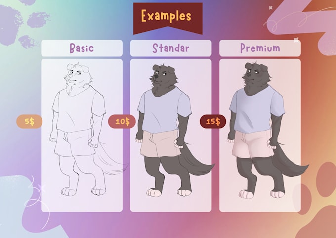 Gig Preview - Simple design of furry and fursonas characters