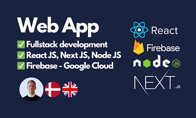 Gig Preview - Develop web app using react js next js node js and firebase