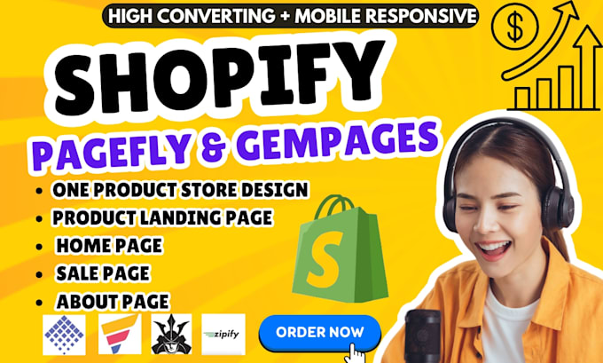 Gig Preview - Do shopify landing page, product page, home page with pagefly or gempage