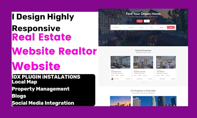 Gig Preview - Build highly responsive real estate realtor idx mls agent wordpress website