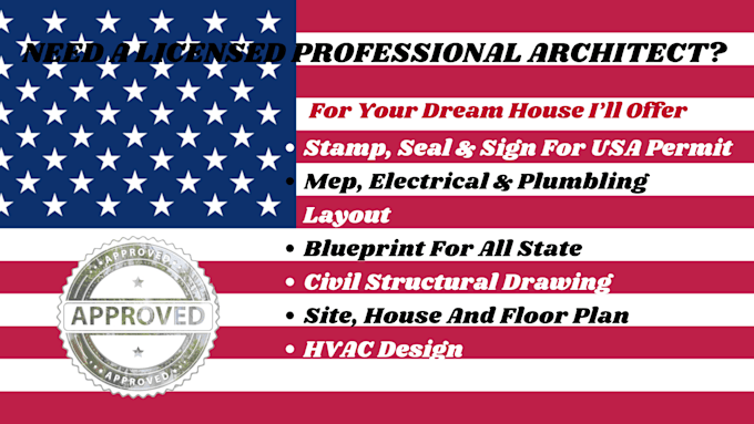 Gig Preview - Stamp, seal and design architectural drawing, mep drawing, USA city permit