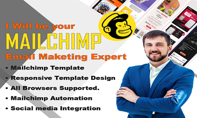 Gig Preview - Mailchimp expert in design, marketing, and automation for emails and templates