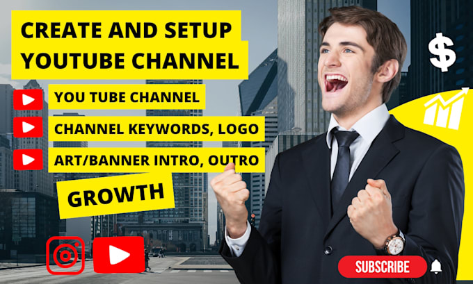 Gig Preview - Create and setup youtube channel with logo, banner, and SEO