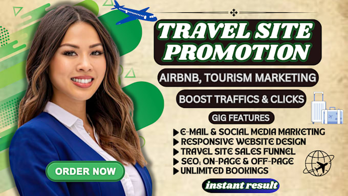 Gig Preview - Airbnb listing travel tourism hotel website promotion solo ads to boost bookings