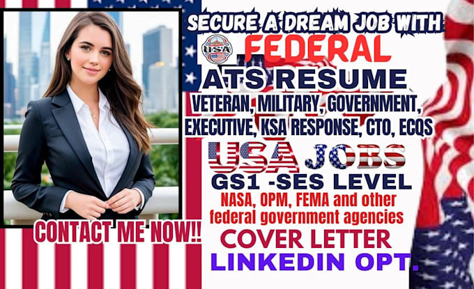 Gig Preview - Write ats federal resume usajob government veteran military and executive resume