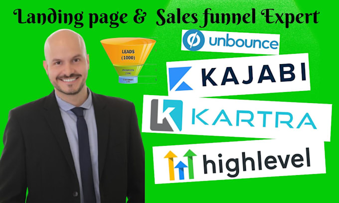 Gig Preview - Create unbounce landing pages sales funnel gohighlevel workflow kartra kajabi