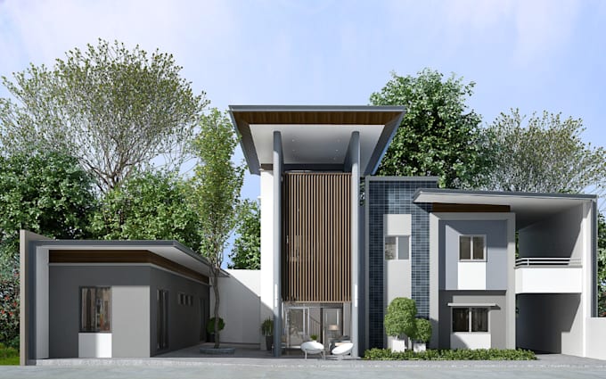 Gig Preview - Render architectural commercial building exterior design, house facade rendering