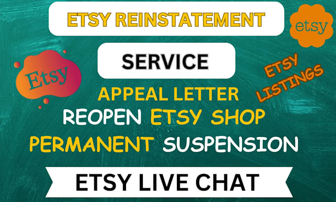 Gig Preview - Do etsy suspension appeal letter etsy reopen for etsy reinstatement