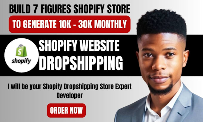 Gig Preview - Build automated 7figure shopify dropshipping store design shopify website