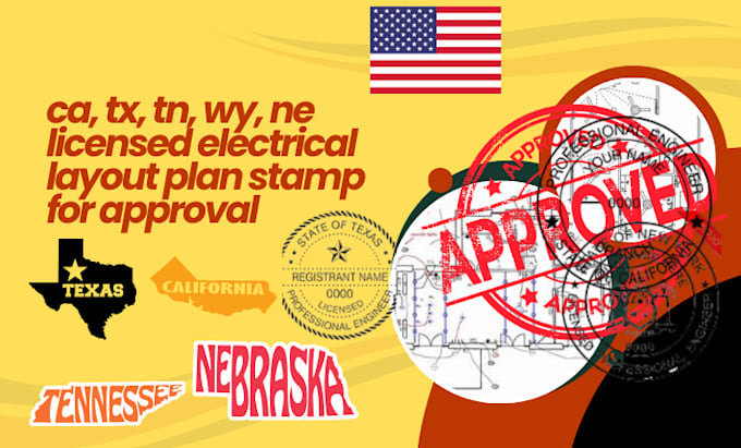 Gig Preview - Ca, tx, tn, wy, ne licensed electrical layout plan stamp for approval