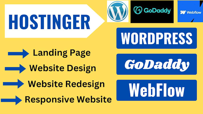 Gig Preview - Design wordpress website on bluehost hostinger wordpress siteground godaddy