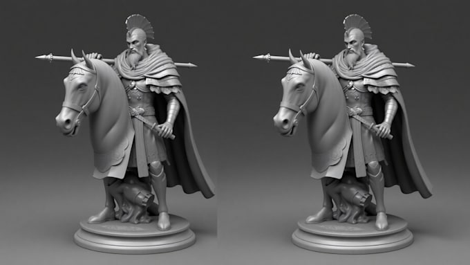 Gig Preview - Sculpt 3d knight, 3d toy, asa triple character design, 3d figurine for 3d print