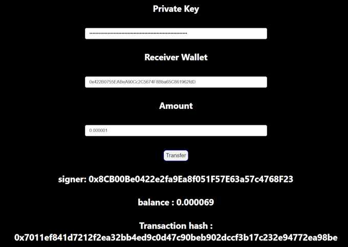 Gig Preview - Bnb eth matic transfer simple UI