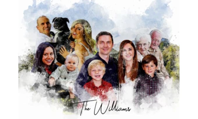 Gig Preview - Draw custom christmas card single, couple and family portrait illustration