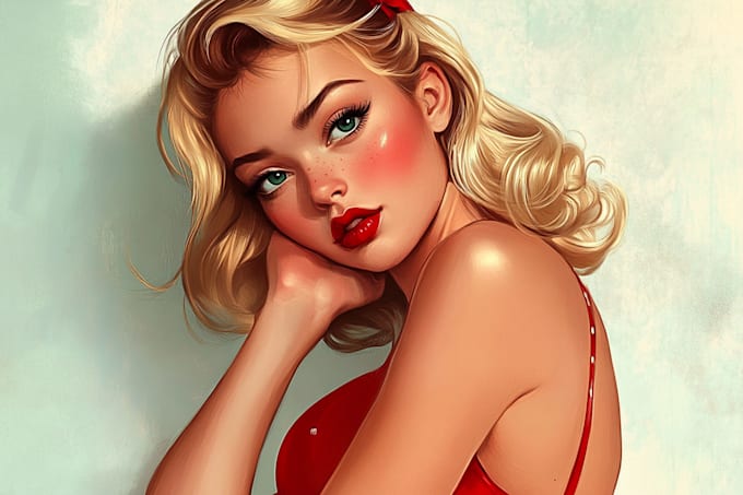 Gig Preview - Do a pin up girl and pin up girl illustration