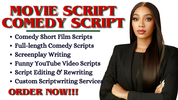 Gig Preview - Write comedy short film movie script screenplay scriptwriting scriptwriter