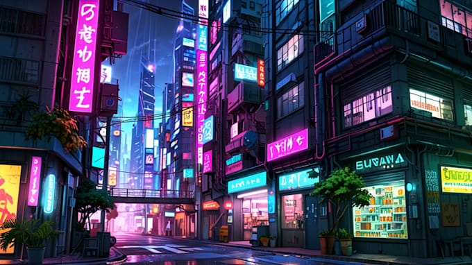 Gig Preview - Design cyberpunk futuristic city landscape or sci fi concept