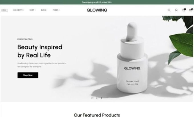 Gig Preview - Design skin care shopify store skin care store skin care website skincare websit