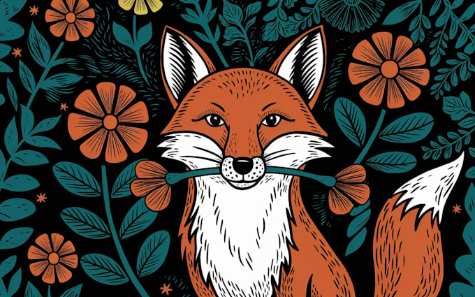 Gig Preview - Make animal and botanical linocut doodle illustration