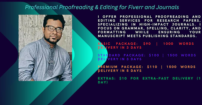 Gig Preview - Do professional proofreading for fiverr and journal