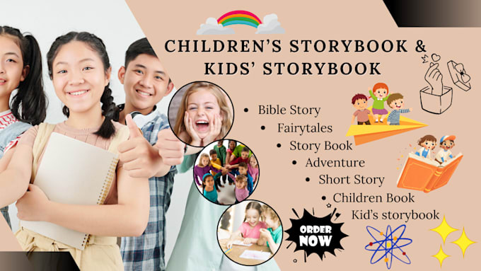 Gig Preview - Ghostwrite and design children stories, children short stories kids moral story