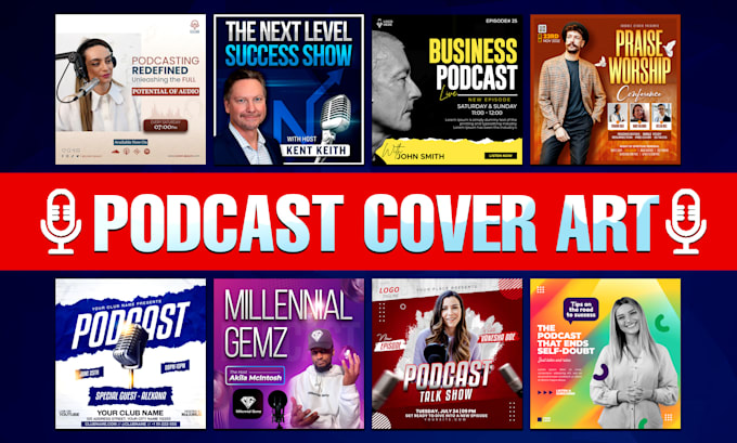 Gig Preview - Design a professional podcast cover art, podcast banner, podcast logo