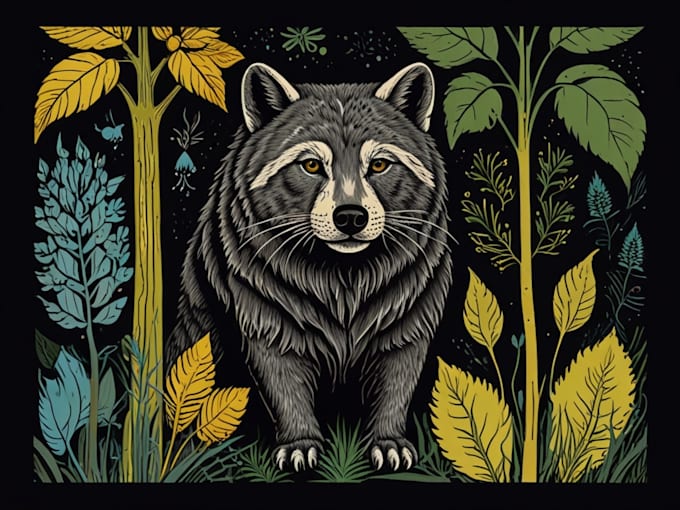 Gig Preview - Illustrate animal or botanical linocut for you