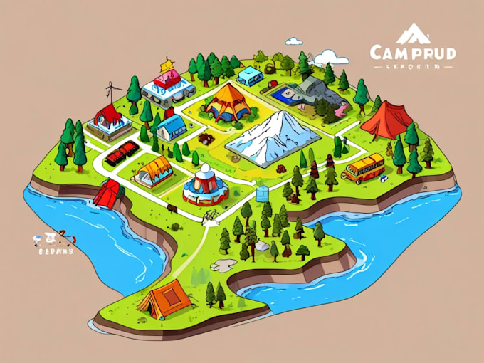 Gig Preview - Illustrate 2d vector map, city map, campground site