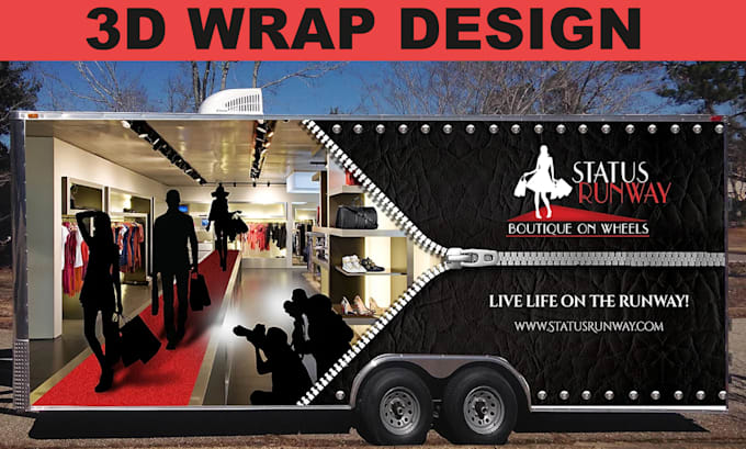 Gig Preview - Design 3d vehicle wrap, food truck, 3d custom vehicle wrap