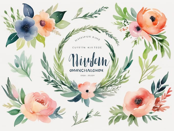 Gig Preview - Design watercolor logo brand kit floral custom