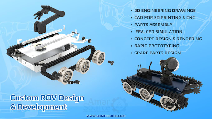 Gig Preview - Do custom robot, rov and spare parts design and 3d modeling of robotics projects