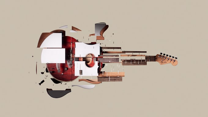 Gig Preview - Do 3d guitar animation 3d musical instrument video 3d guitar model render design