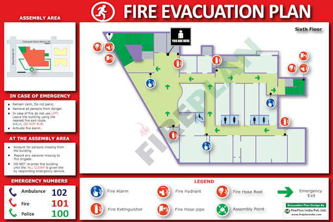 Gig Preview - Design fire emergency evacuation exit plan, map, diagram,  fire safety plan