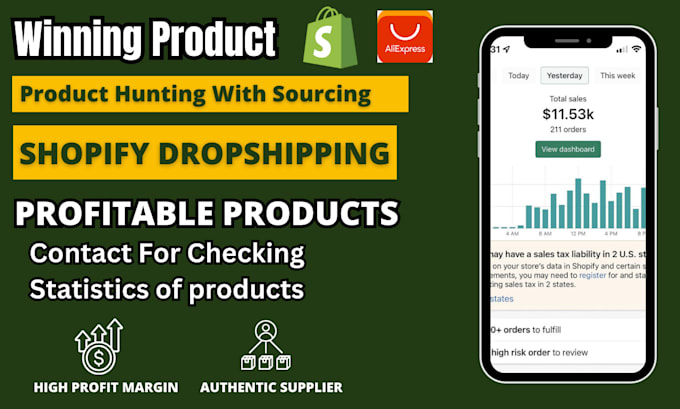 Gig Preview - Shopify dropshipping winning products hunting