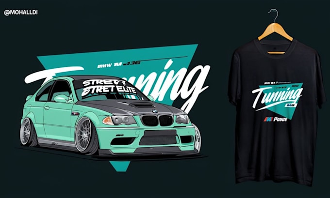 Gig Preview - Create a car illustration vector automotive t shirt design