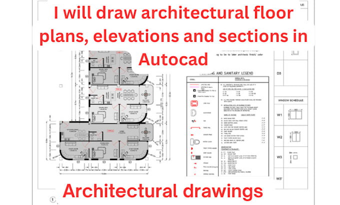 Gig Preview - Draft architectural floor plans, elevations and sections in autocad