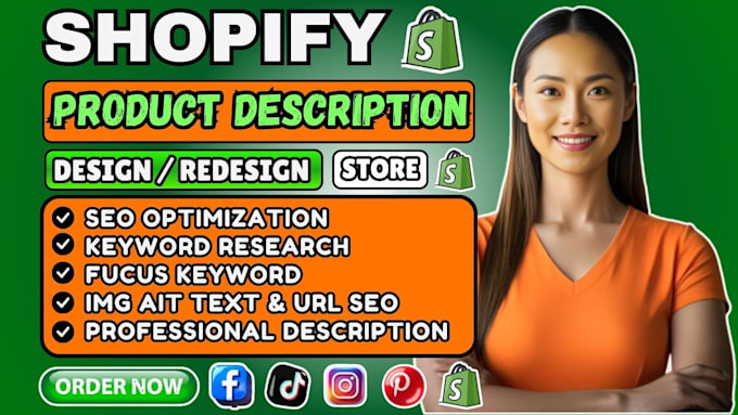 Gig Preview - Write product description shopify product page privacy policy for ecommerce buz