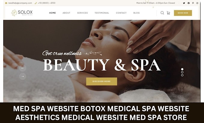 Gig Preview - Do med spa website botox medical spa website aesthetics medical website med spa