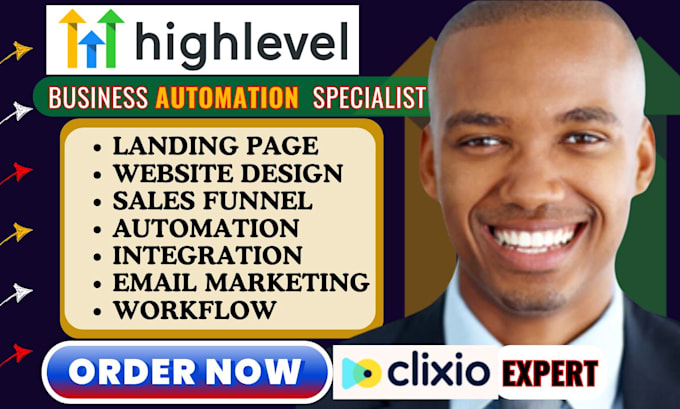 Gig Preview - Setup gohighlevel email markerting website, gohighlevel automation clixlo expert