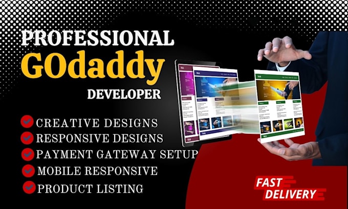 Gig Preview - Build, design and redesign responsive godaddy website, ecommerce, godaddy seo