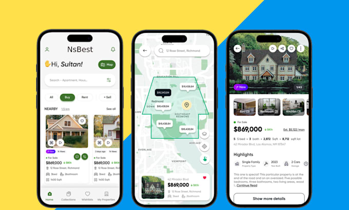 Gig Preview - Build real estate app and website, property listing buy sell rent classified ads