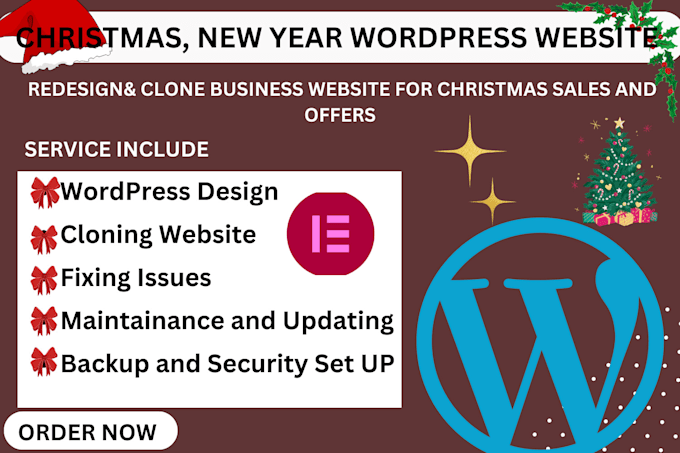 Gig Preview - Redesign, design christmas sales, new year sales wordpress website, landing page