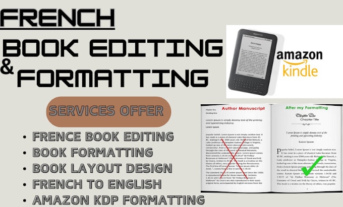 Gig Preview - Do french book editing, proofreading, formatting, and layout design for you