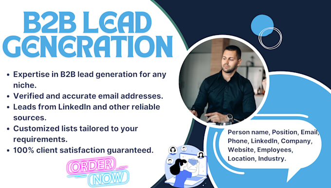 Gig Preview - Find email address b2b lead generation business leads collect linkedin any niche