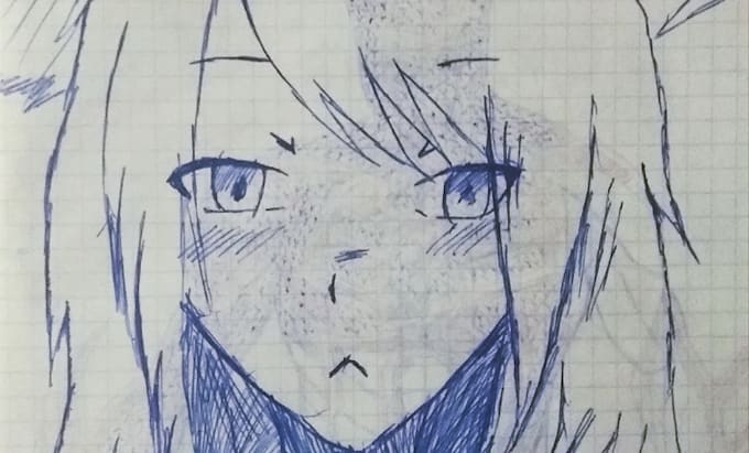 Bestseller - do anime character drawing in ballpoint blue pen, red pen