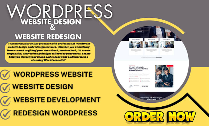 Gig Preview - Professionally design or redesign your wordpress business website