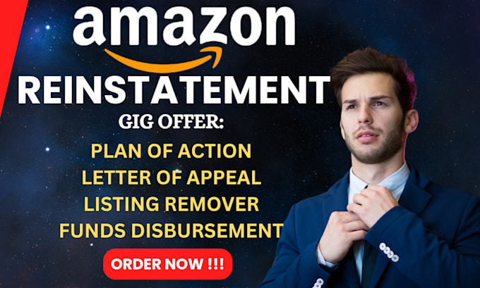 Gig Preview - Reinstate amazon appeal letter section 3 amazon account reactivation remove list